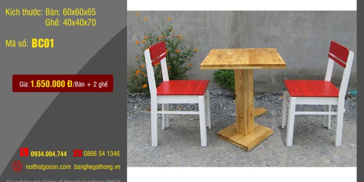 Bàn ghế cà phê mã BC01 , Bàn ghế cà phê gỗ thông pallet giá rẻ