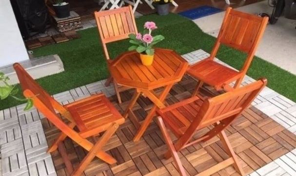 Bộ bàn ghế gỗ xếp cho quán cà phê